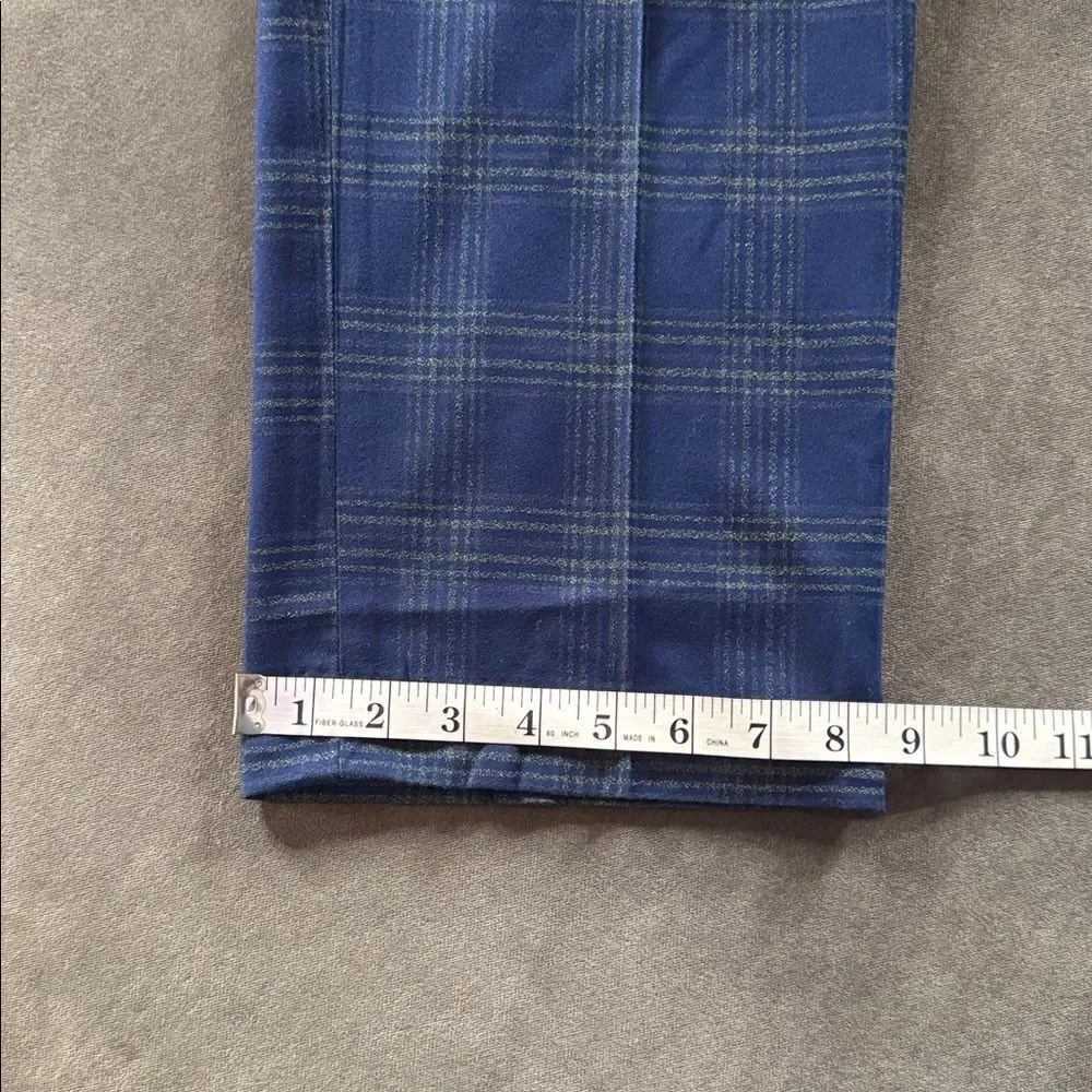 Men’s Blue Plaid 3 Piece Double Breasted Suit Peak Lapel 44 Jacket 40 Pants NEW